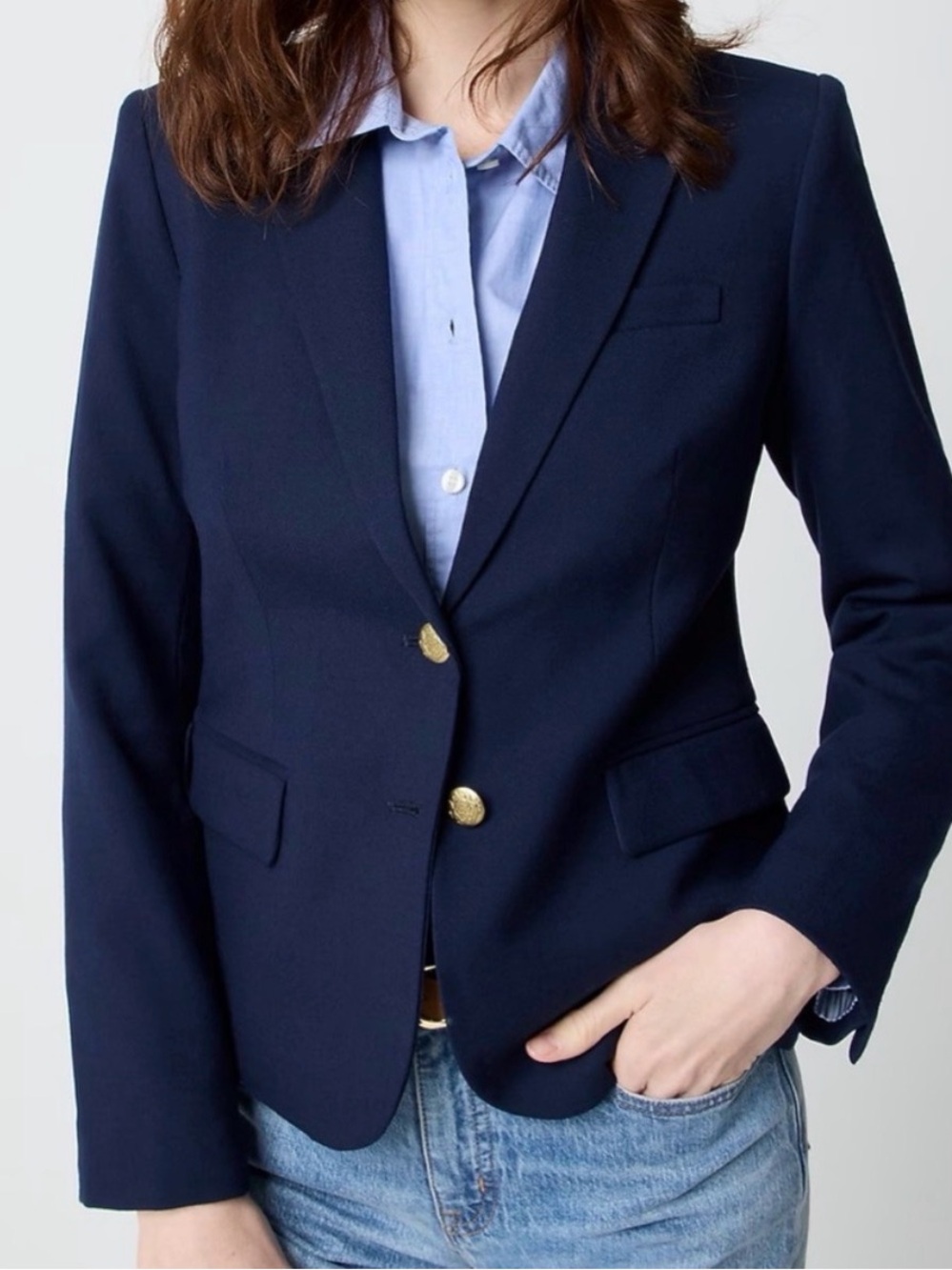 J. Crew Navy Blazer with Gold Buttons - Size 8
